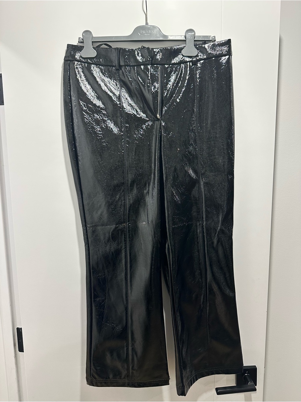7 For All Mankind Black Shiny Faux Leather Pants
